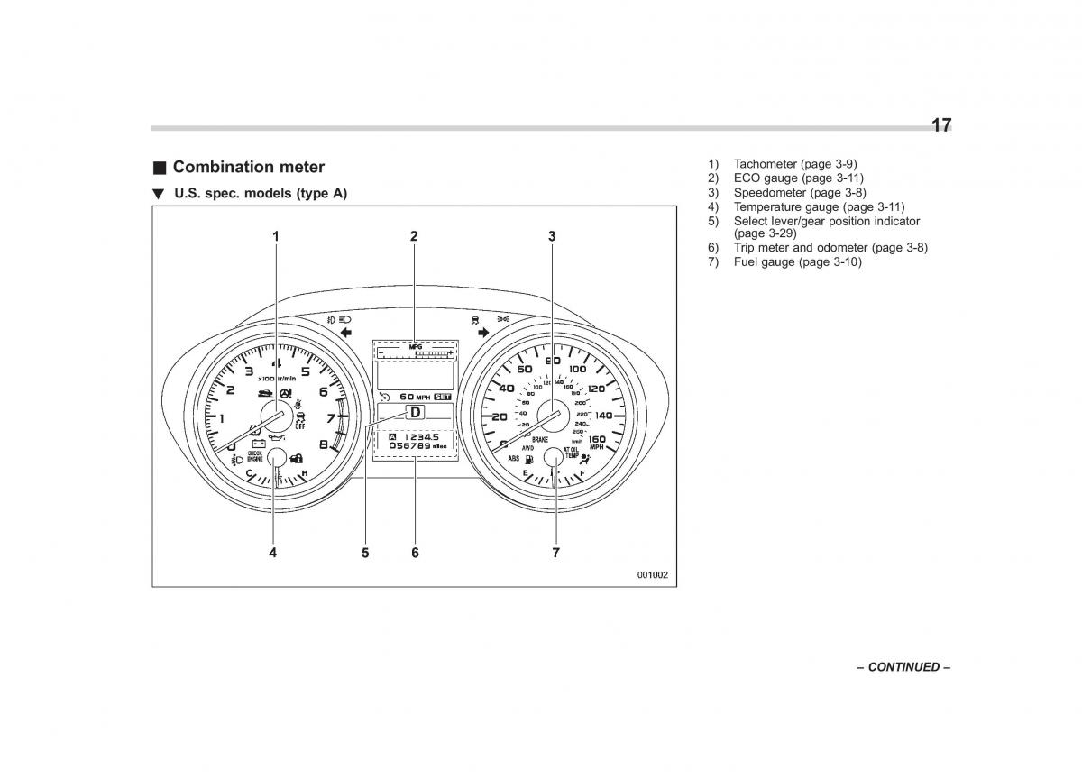 Subaru Outback Legacy V 5 owners manual / page 20