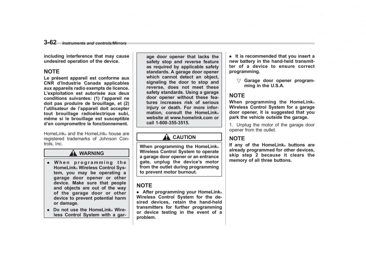 Subaru Outback Legacy V 5 owners manual / page 209