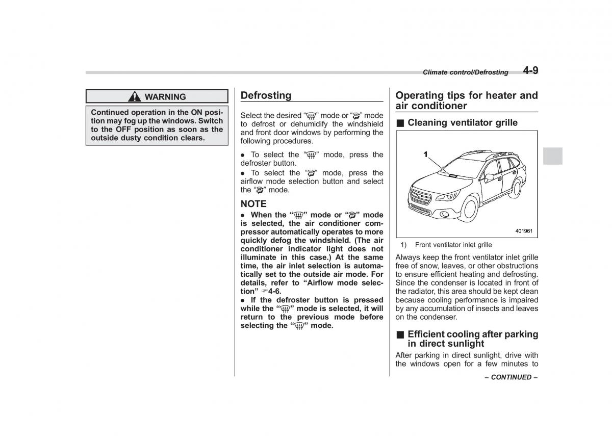 Subaru Outback Legacy V 5 owners manual / page 224