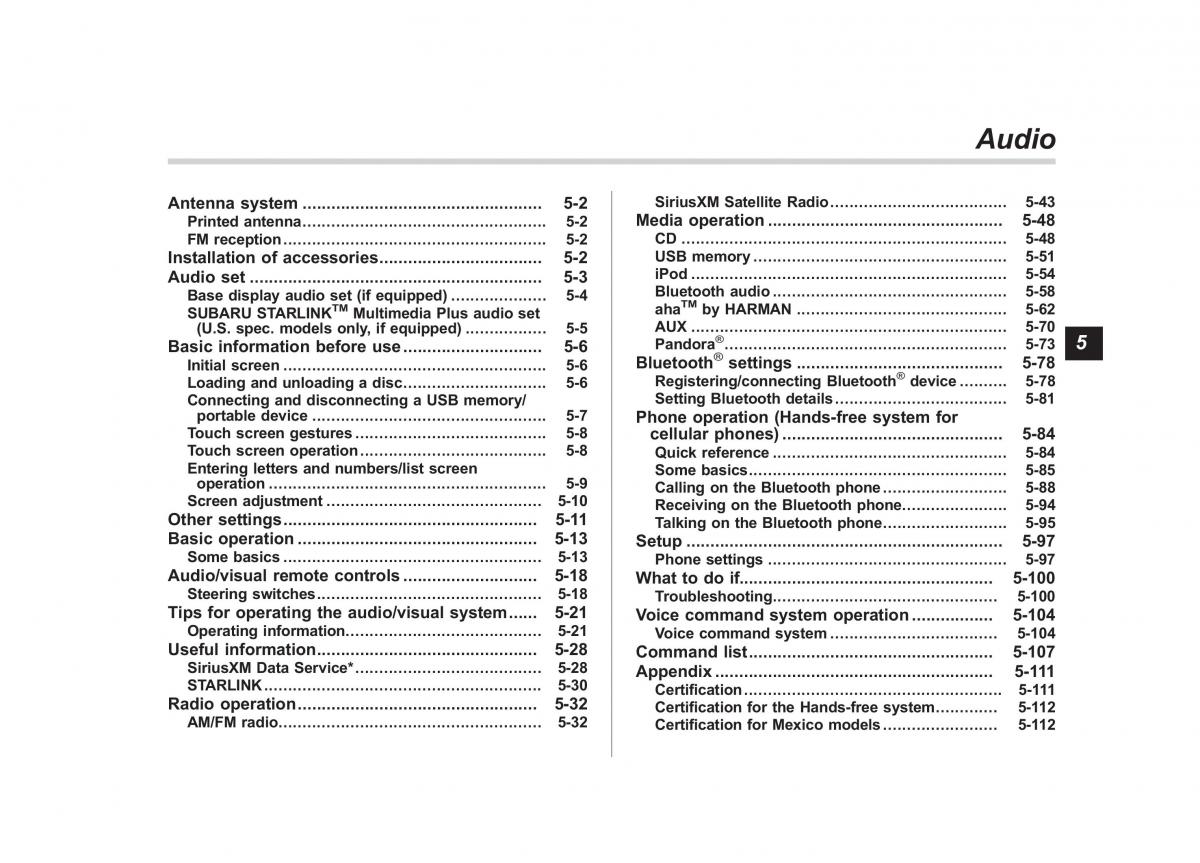 Subaru Outback Legacy V 5 owners manual / page 228