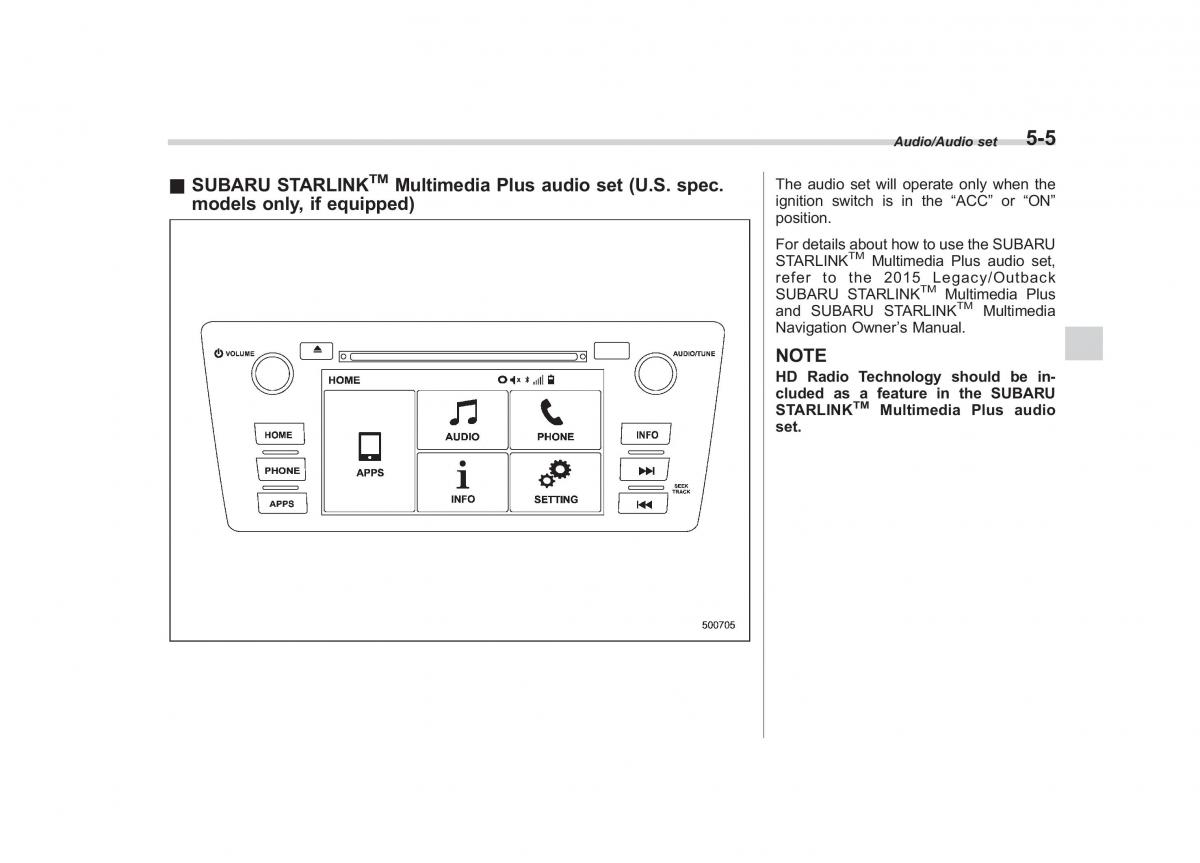 Subaru Outback Legacy V 5 owners manual / page 232