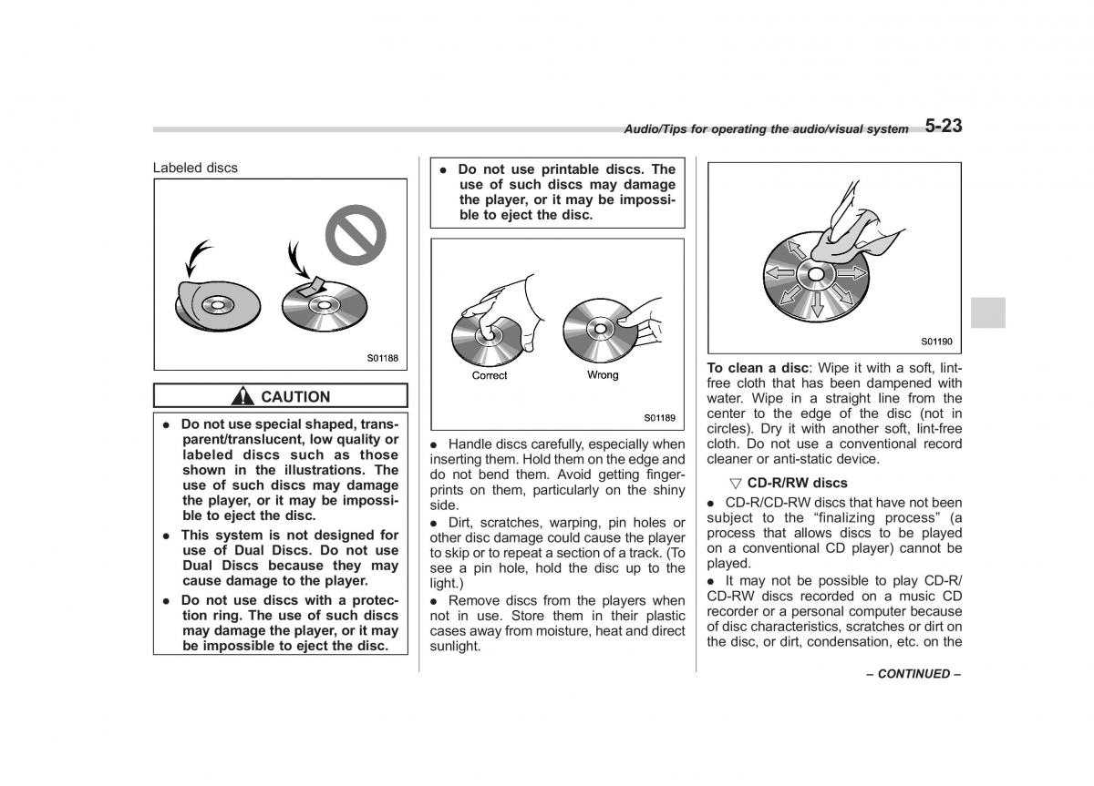 Subaru Outback Legacy V 5 owners manual / page 250