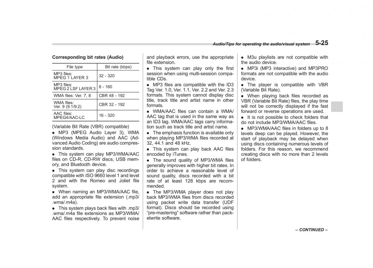 Subaru Outback Legacy V 5 owners manual / page 252