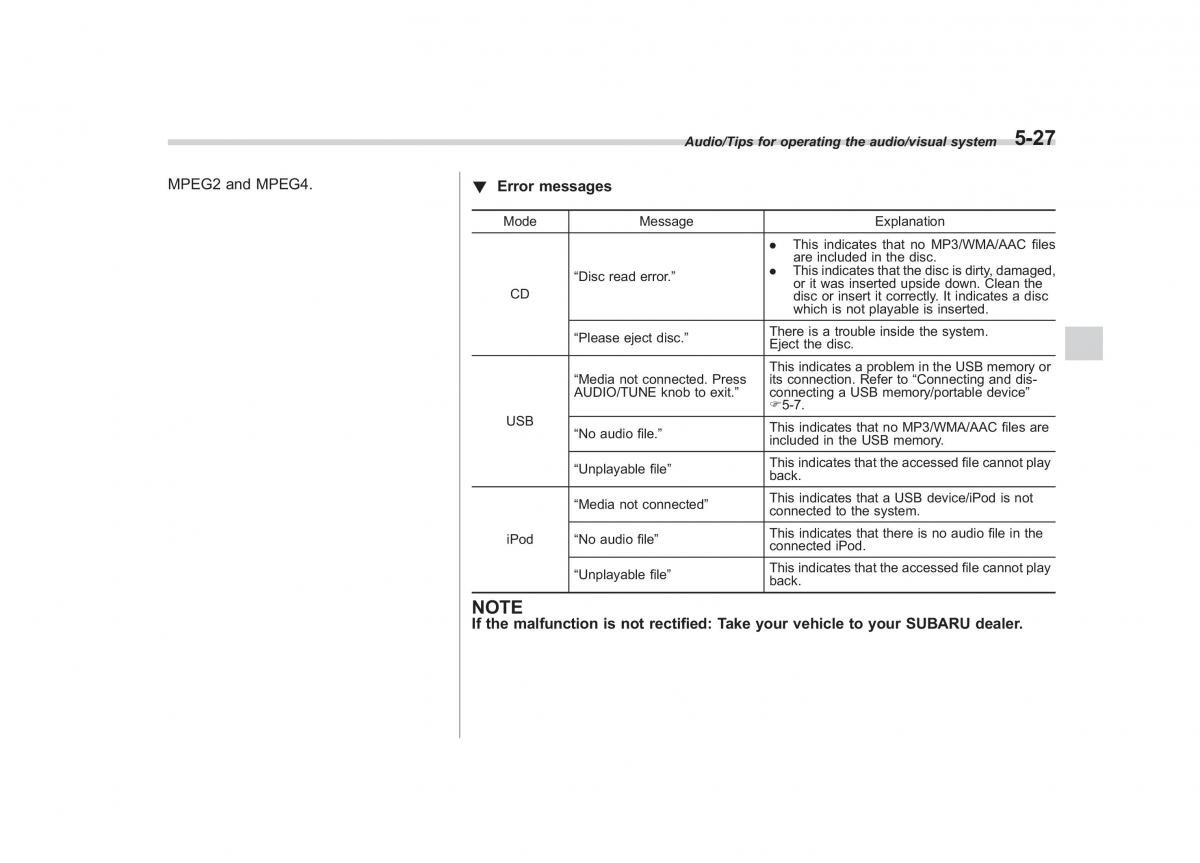 Subaru Outback Legacy V 5 owners manual / page 254