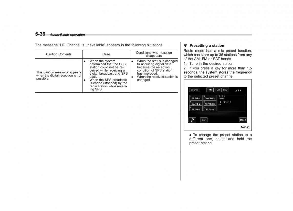 Subaru Outback Legacy V 5 owners manual / page 263