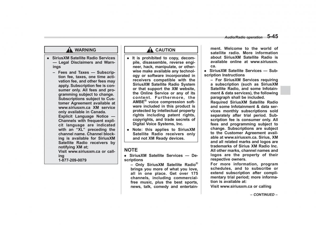 Subaru Outback Legacy V 5 owners manual / page 272