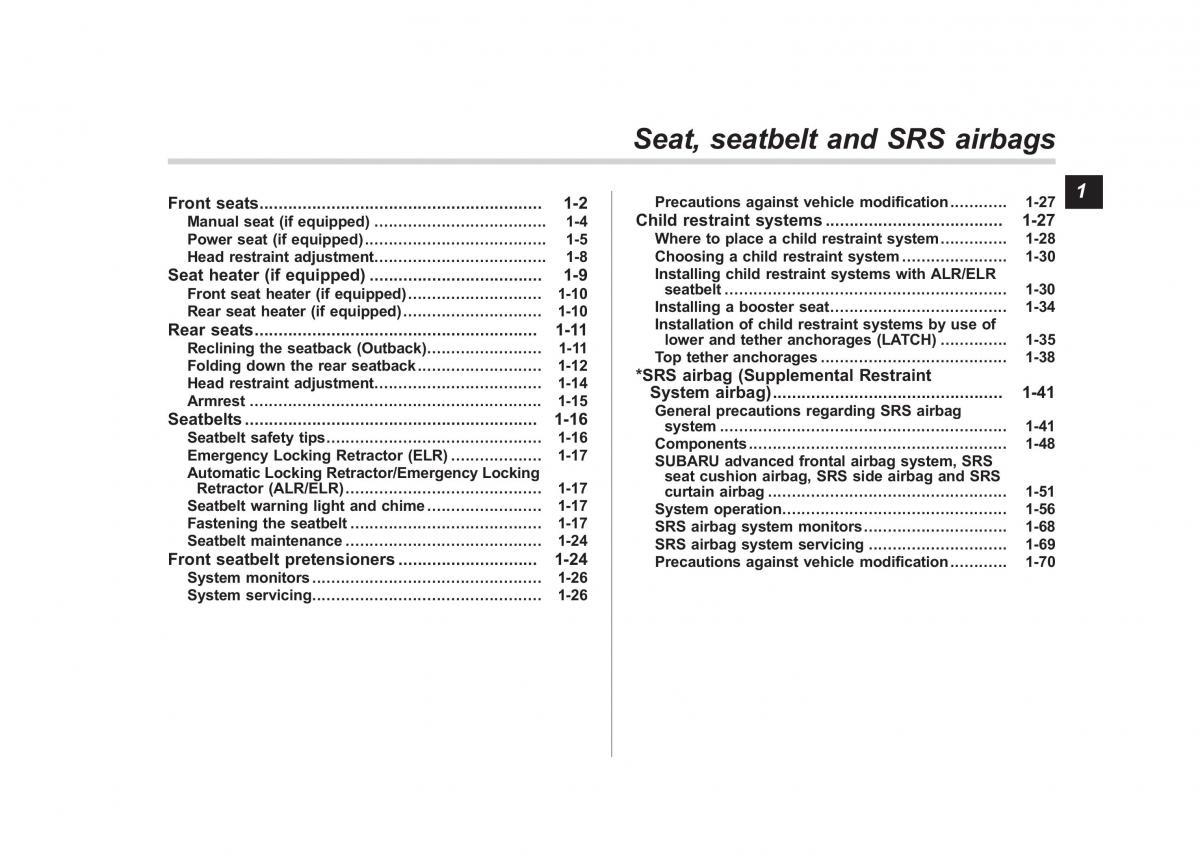 Subaru Outback Legacy V 5 owners manual / page 28