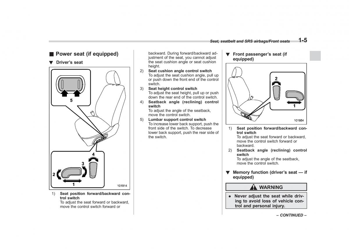 Subaru Outback Legacy V 5 owners manual / page 32