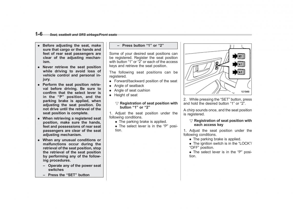 Subaru Outback Legacy V 5 owners manual / page 33