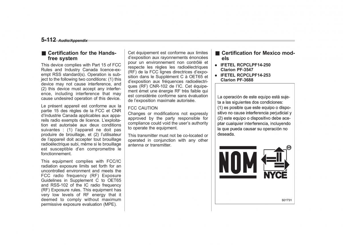 Subaru Outback Legacy V 5 owners manual / page 339