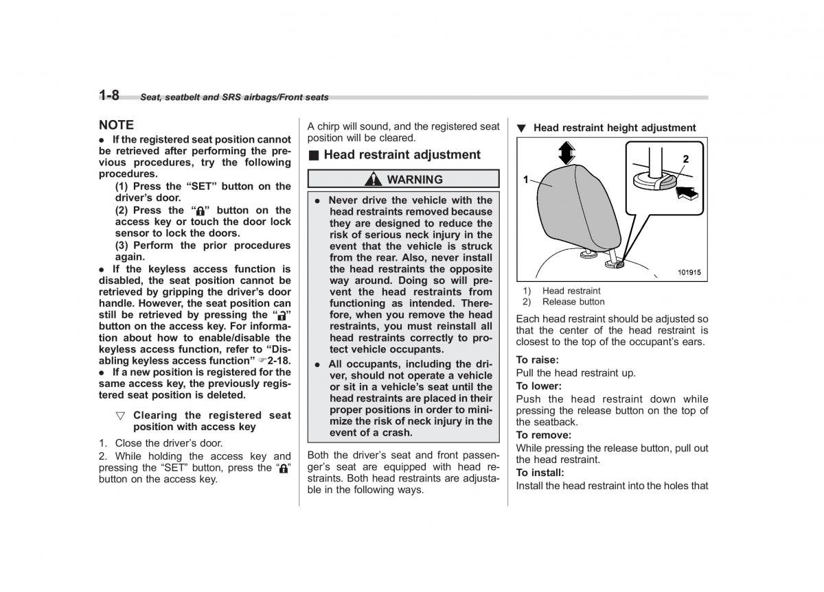 Subaru Outback Legacy V 5 owners manual / page 35