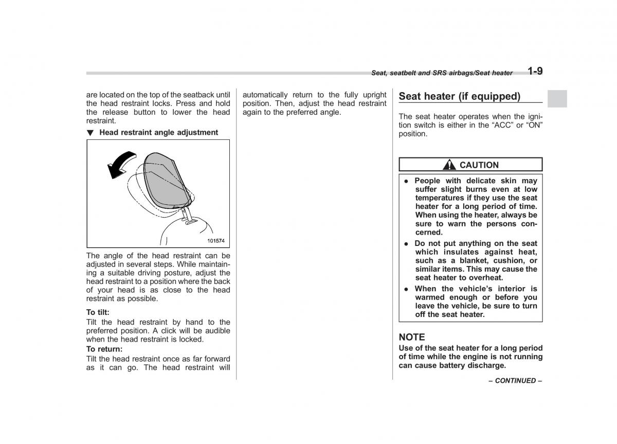 Subaru Outback Legacy V 5 owners manual / page 36