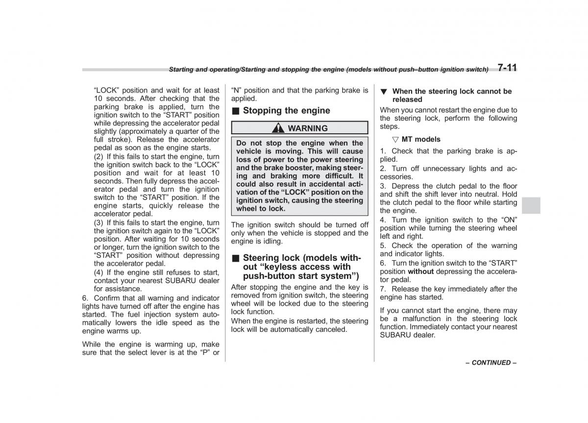 Subaru Outback Legacy V 5 owners manual / page 374