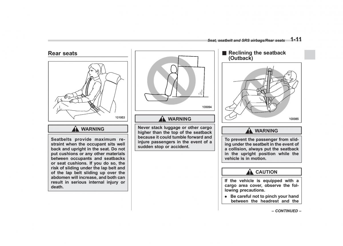 Subaru Outback Legacy V 5 owners manual / page 38