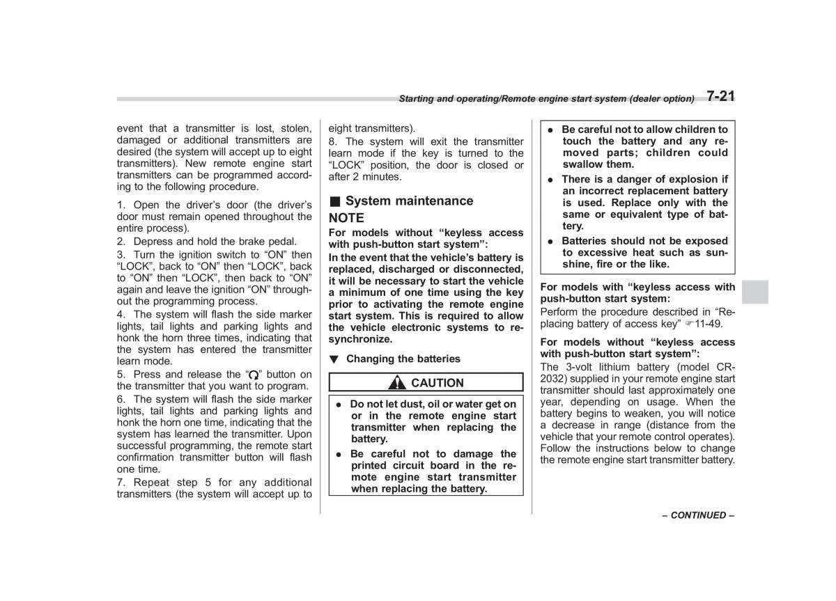 Subaru Outback Legacy V 5 owners manual / page 384