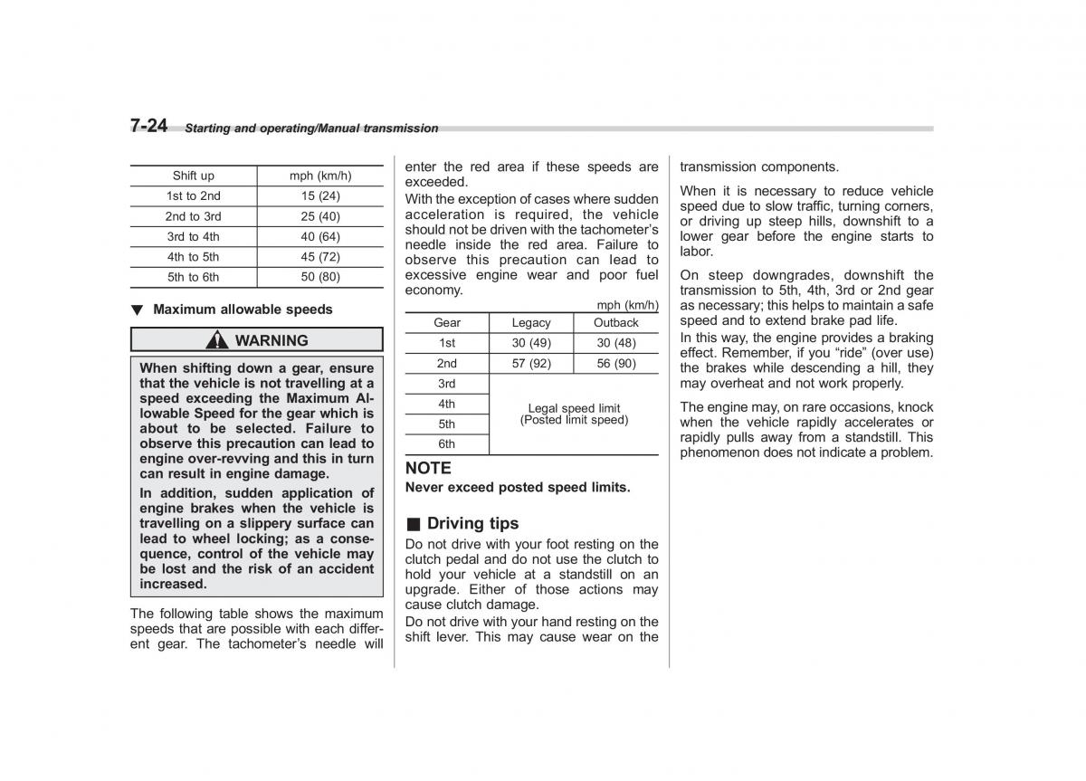 Subaru Outback Legacy V 5 owners manual / page 387