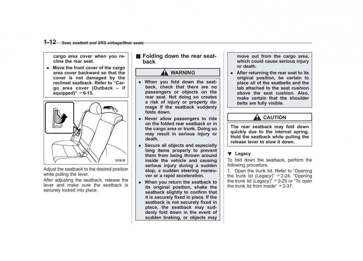 Subaru Outback Legacy V 5 owners manual / page 39