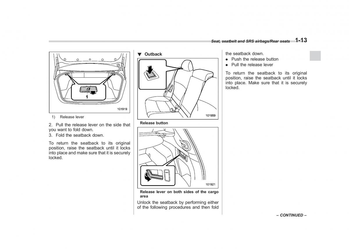 Subaru Outback Legacy V 5 owners manual / page 40