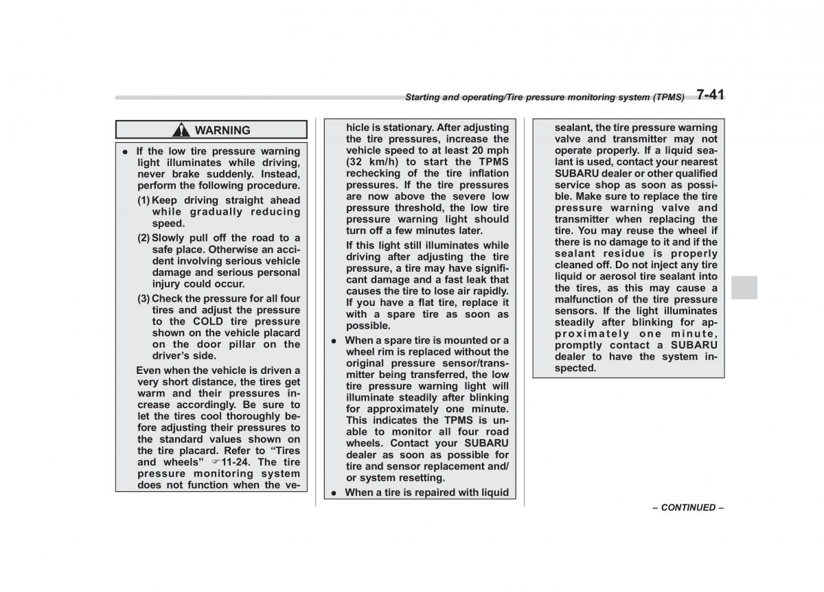 Subaru Outback Legacy V 5 owners manual / page 404