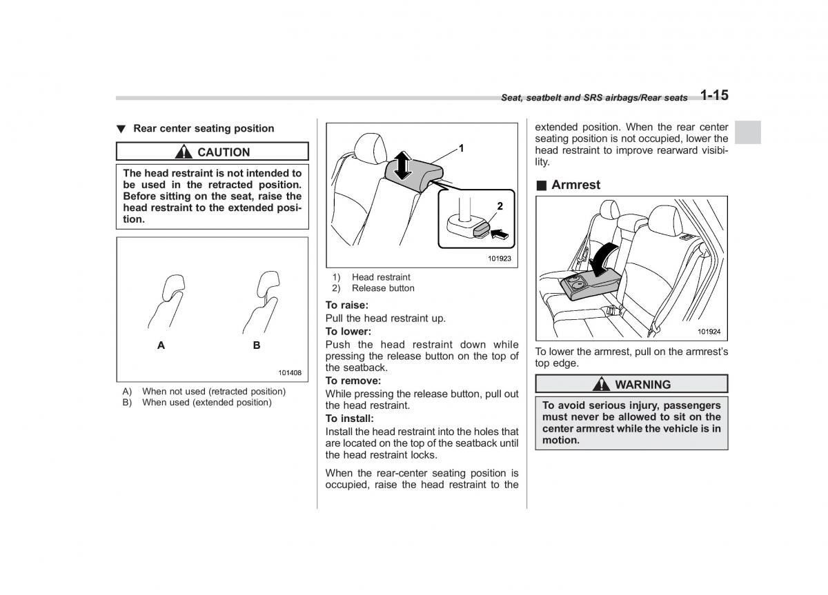 Subaru Outback Legacy V 5 owners manual / page 42