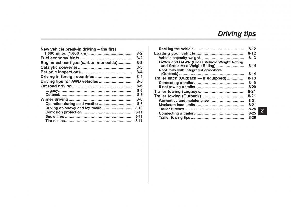 Subaru Outback Legacy V 5 owners manual / page 424