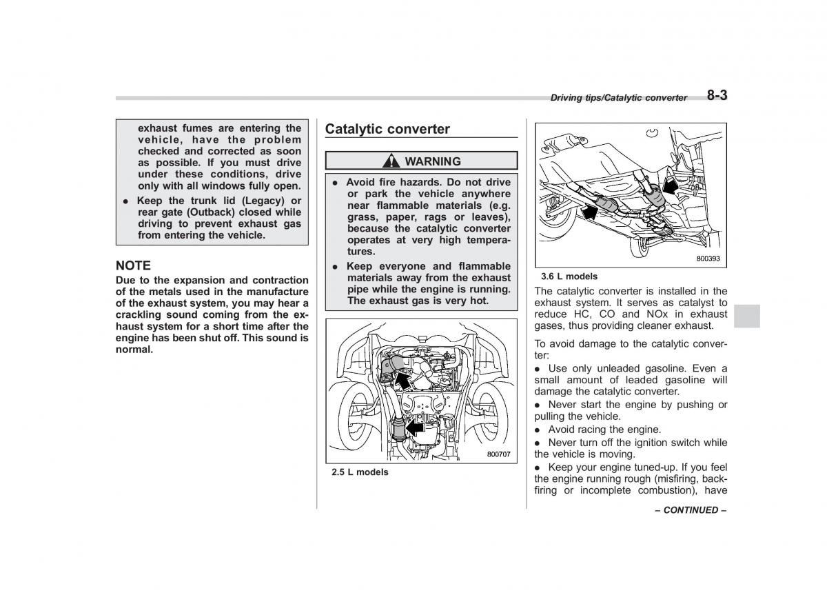 Subaru Outback Legacy V 5 owners manual / page 426