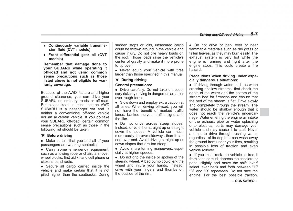 Subaru Outback Legacy V 5 owners manual / page 430