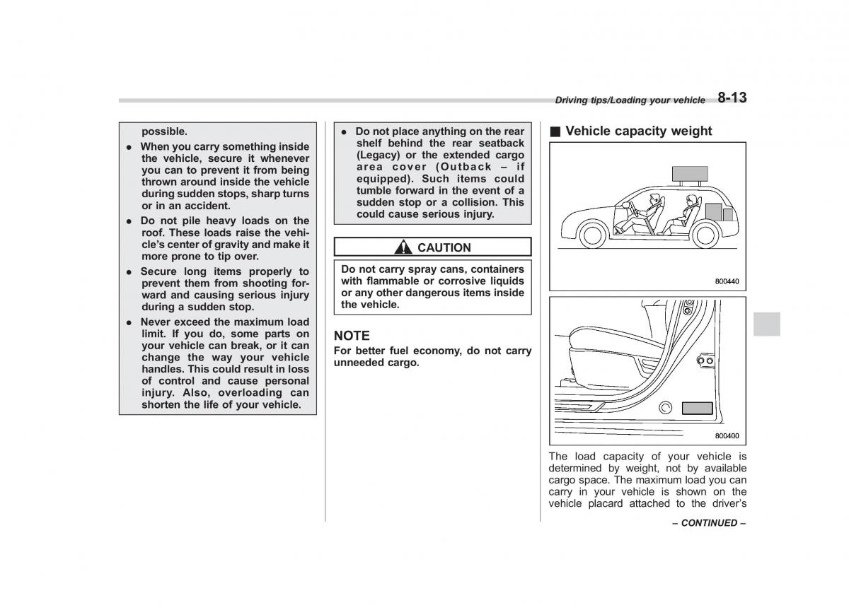 Subaru Outback Legacy V 5 owners manual / page 436