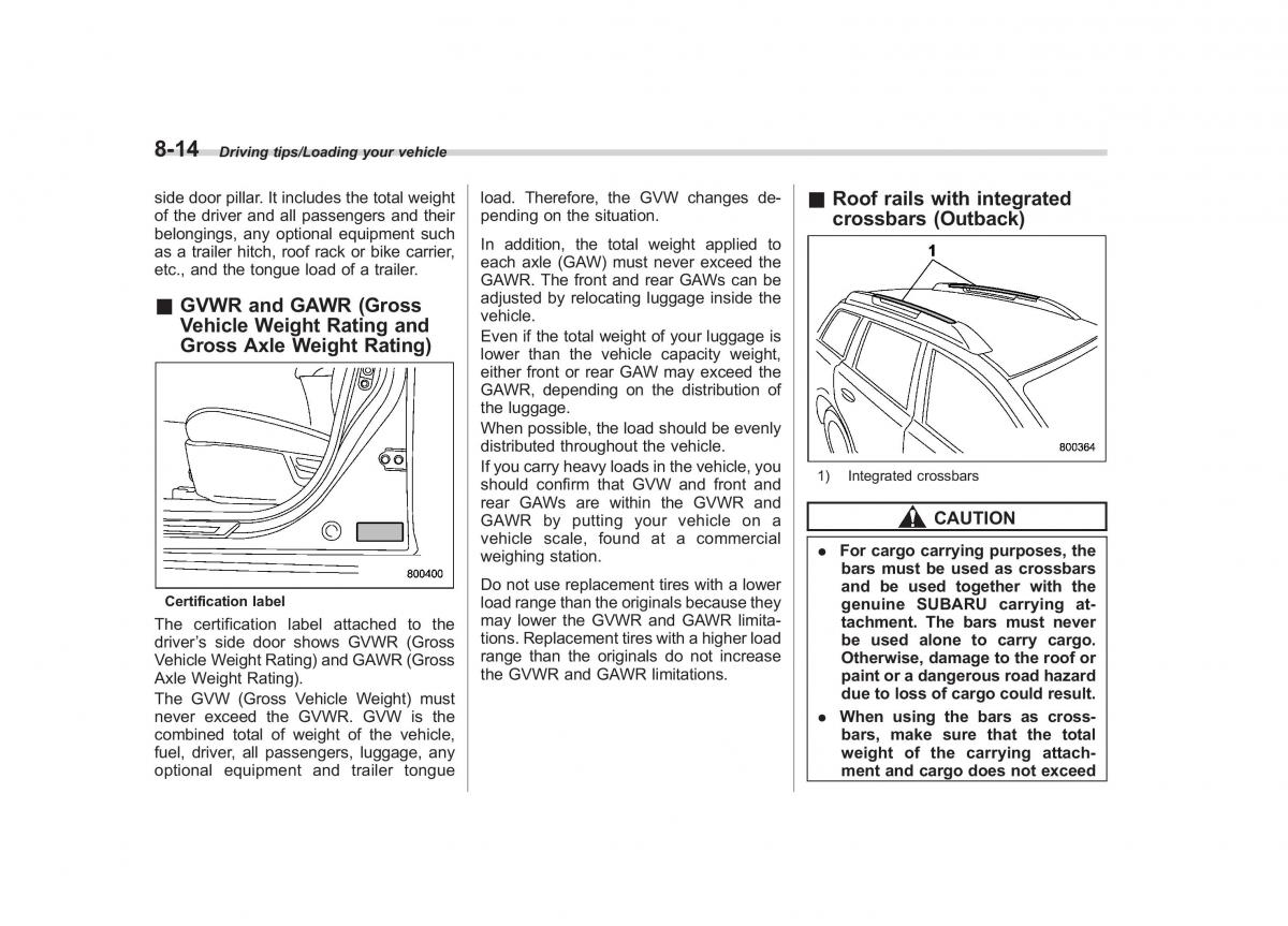 Subaru Outback Legacy V 5 owners manual / page 437