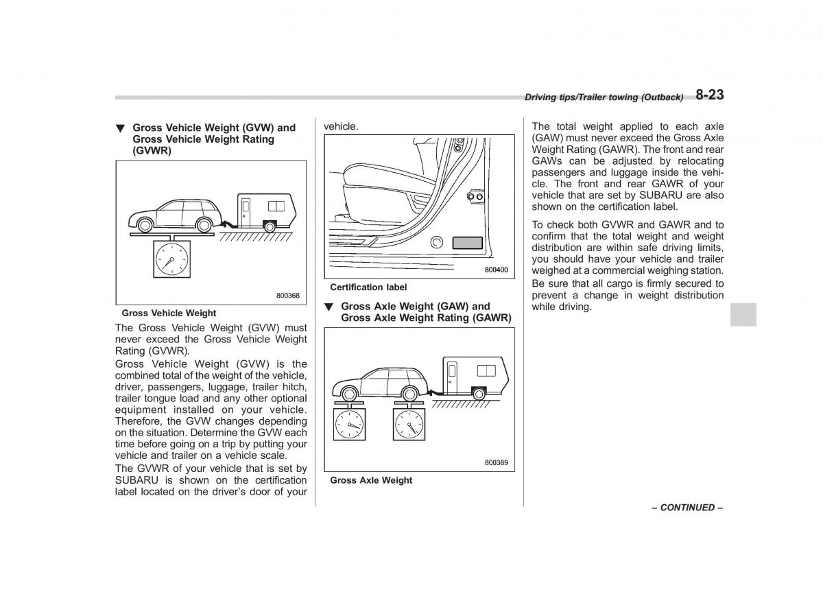 Subaru Outback Legacy V 5 owners manual / page 446