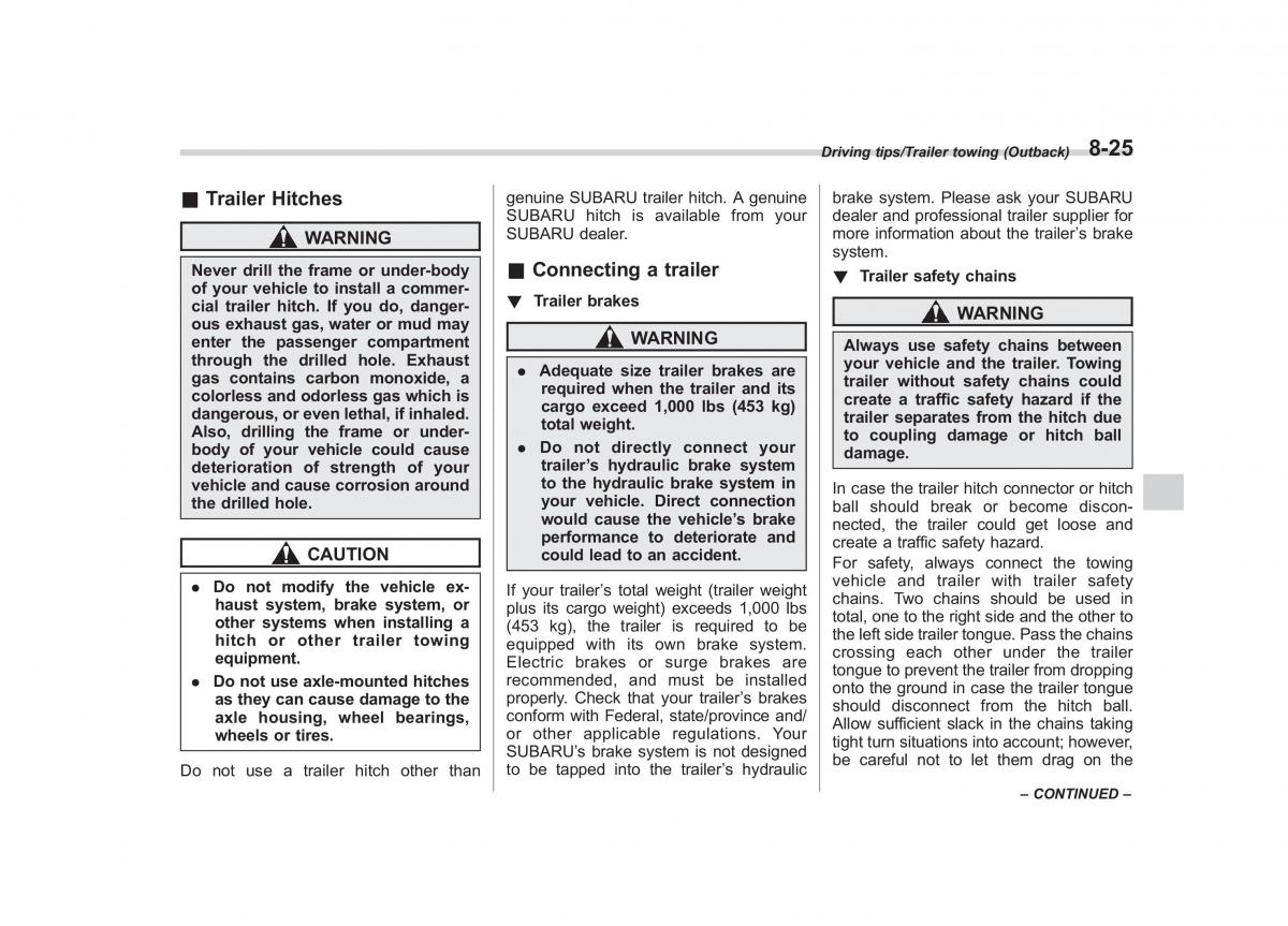 Subaru Outback Legacy V 5 owners manual / page 448