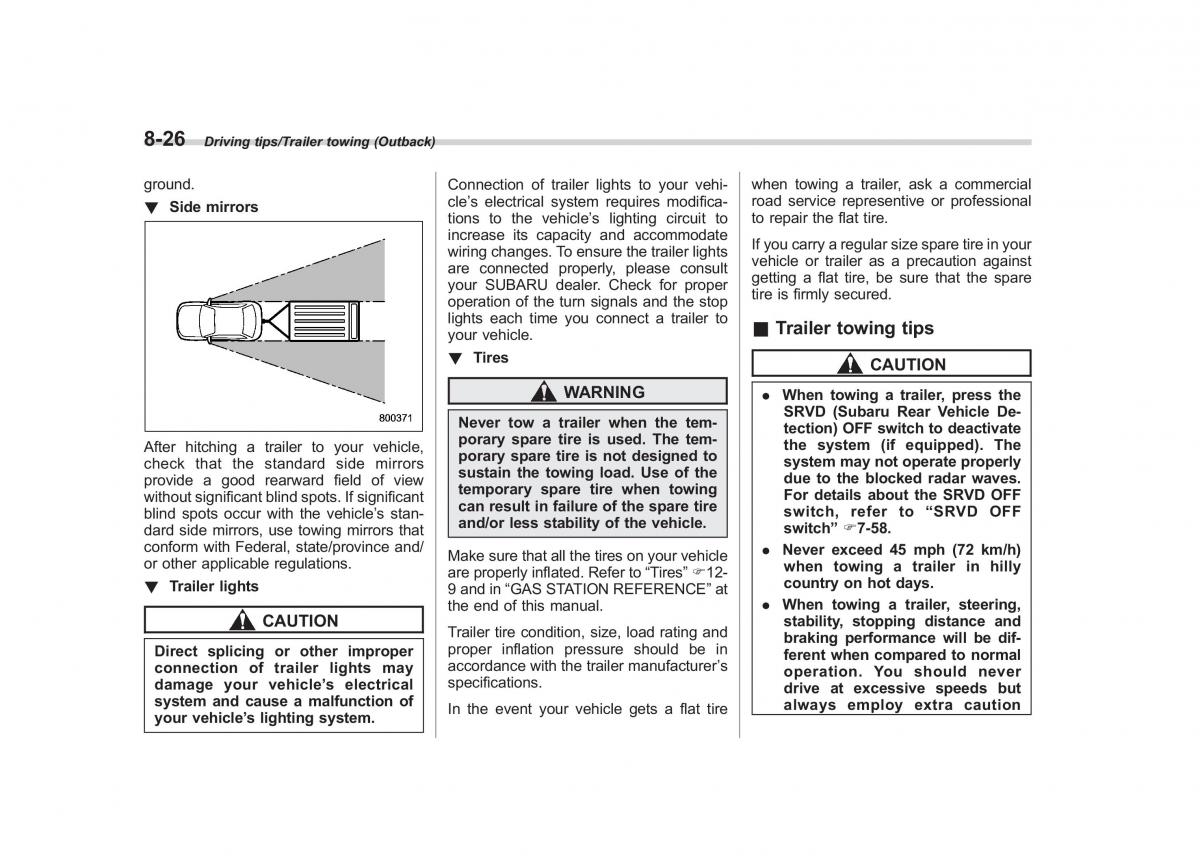 Subaru Outback Legacy V 5 owners manual / page 449