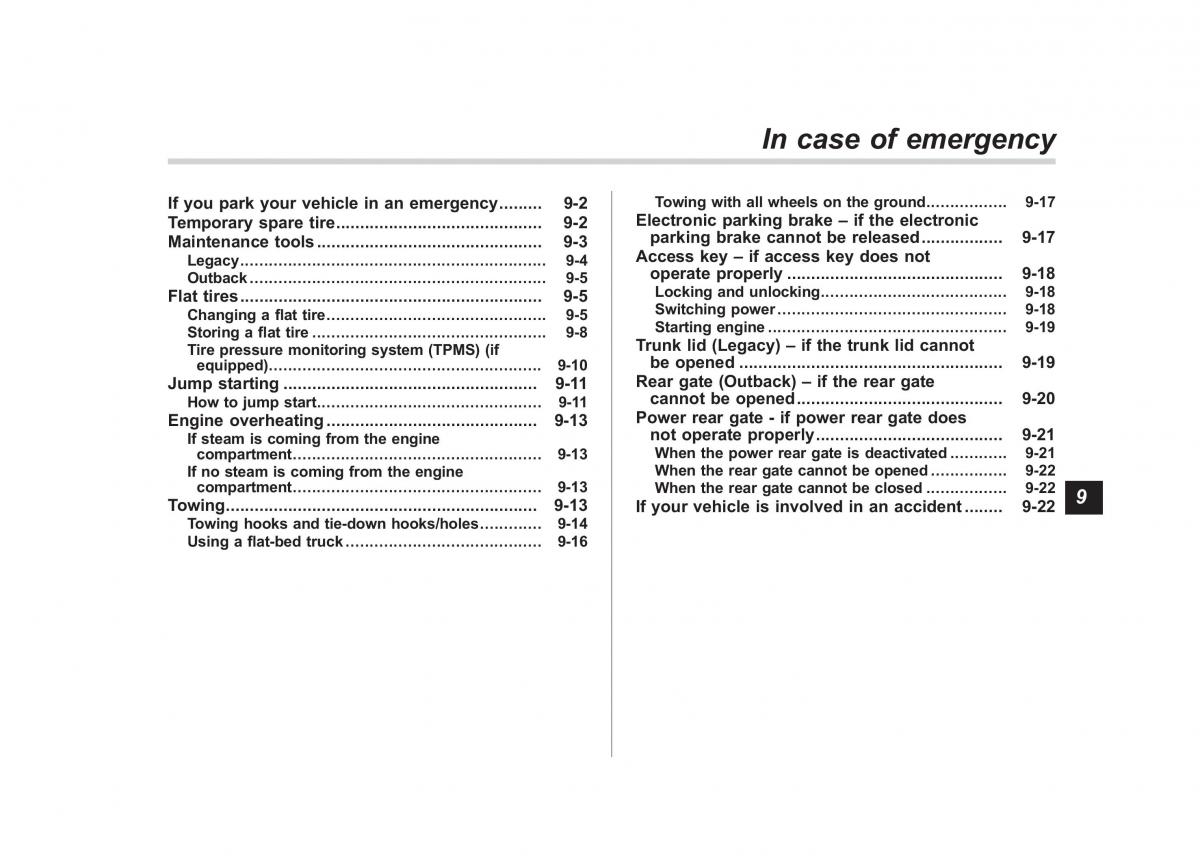 Subaru Outback Legacy V 5 owners manual / page 452