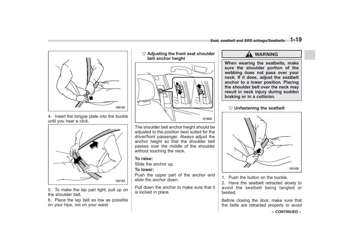 Subaru Outback Legacy V 5 owners manual / page 46