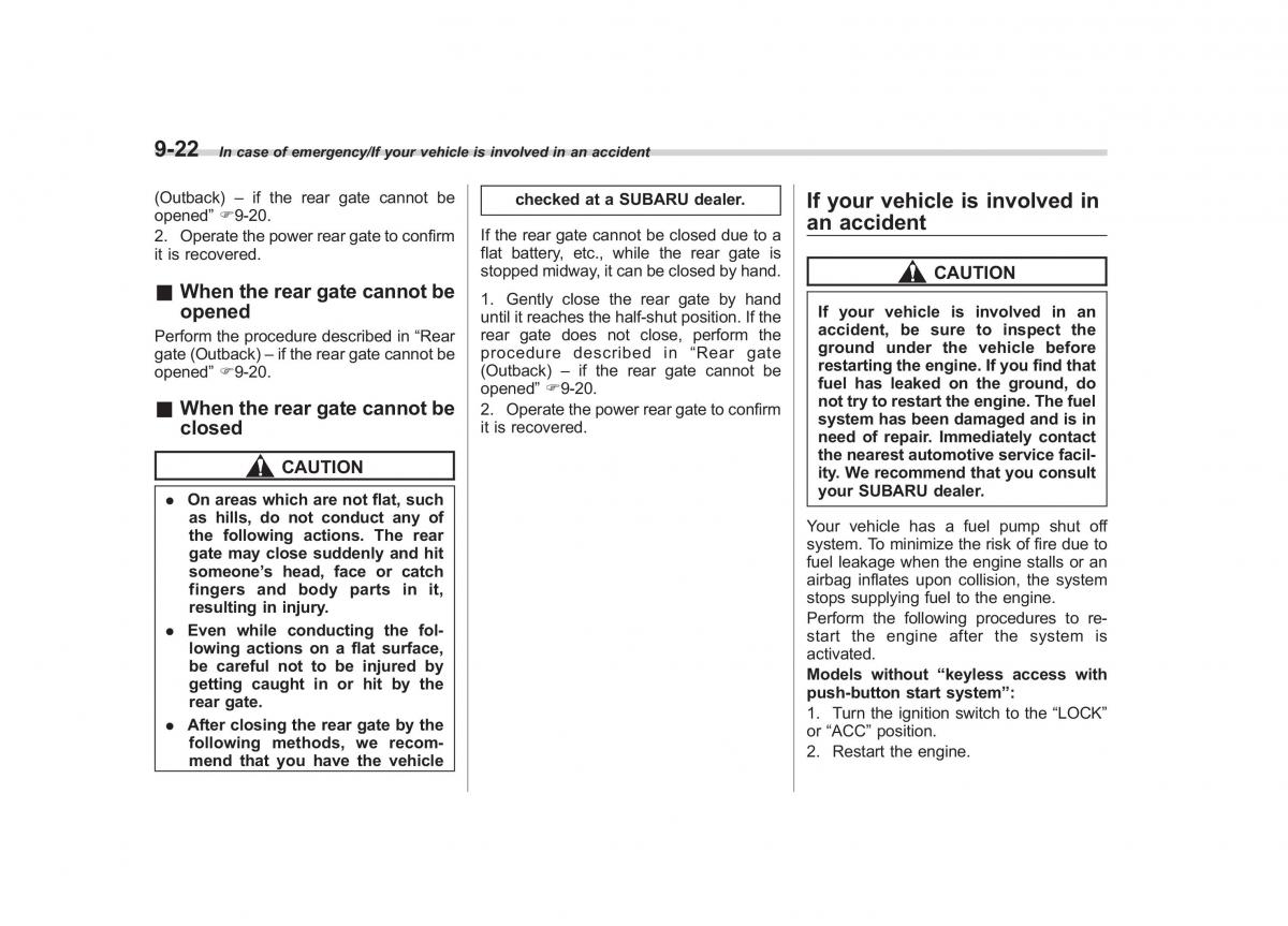 Subaru Outback Legacy V 5 owners manual / page 473