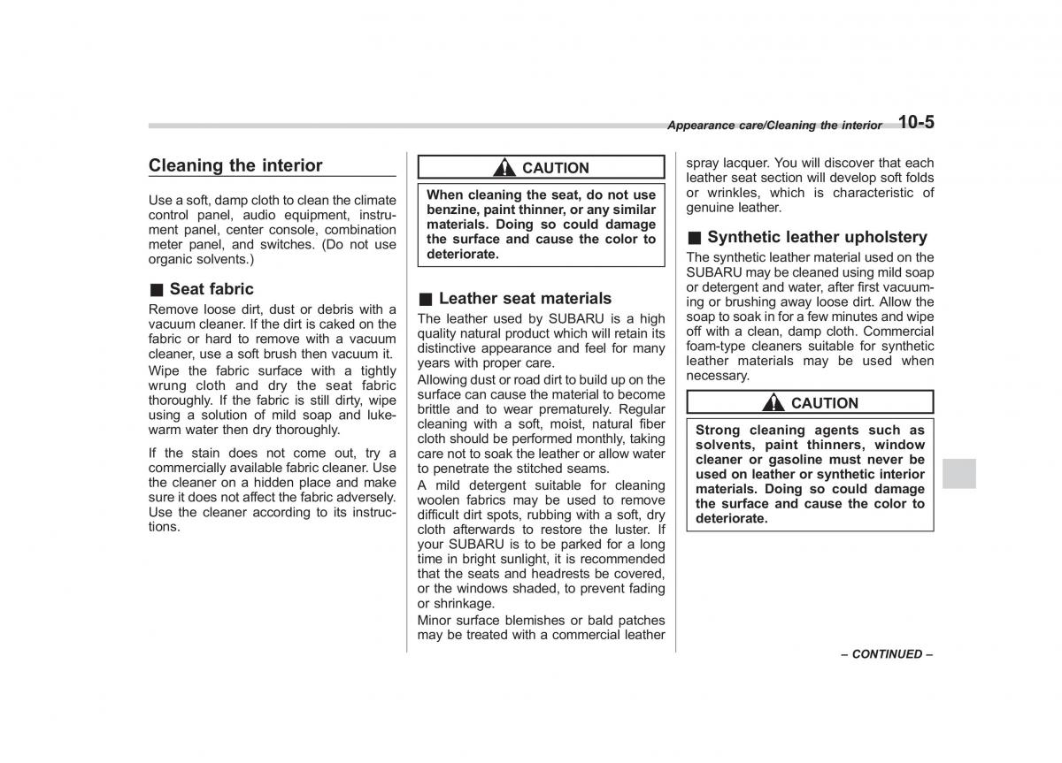 Subaru Outback Legacy V 5 owners manual / page 480