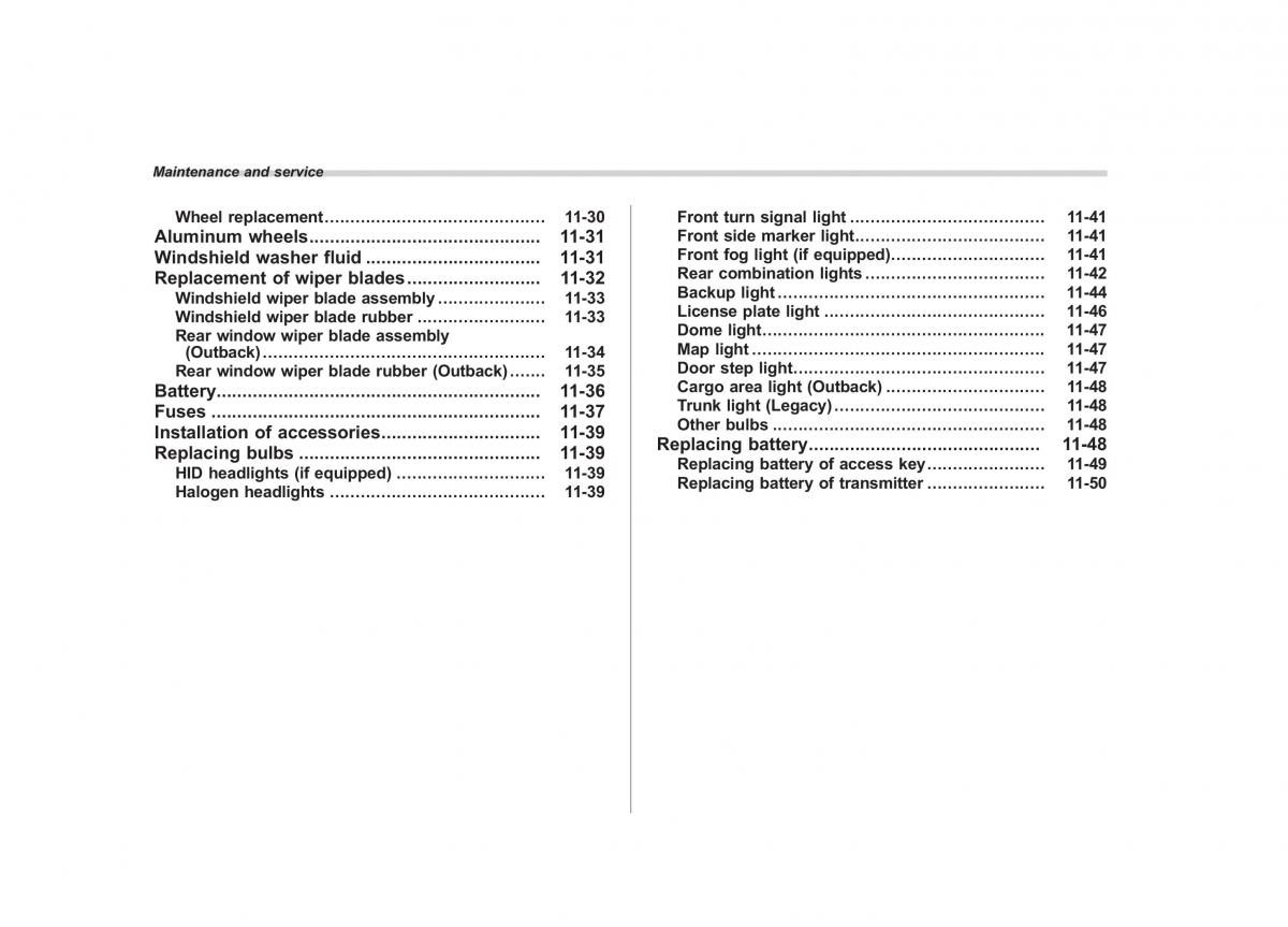 Subaru Outback Legacy V 5 owners manual / page 483