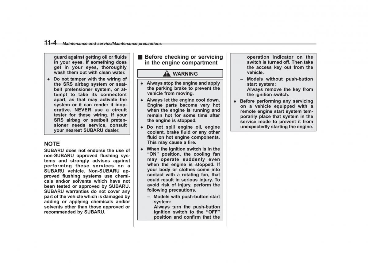 Subaru Outback Legacy V 5 owners manual / page 485