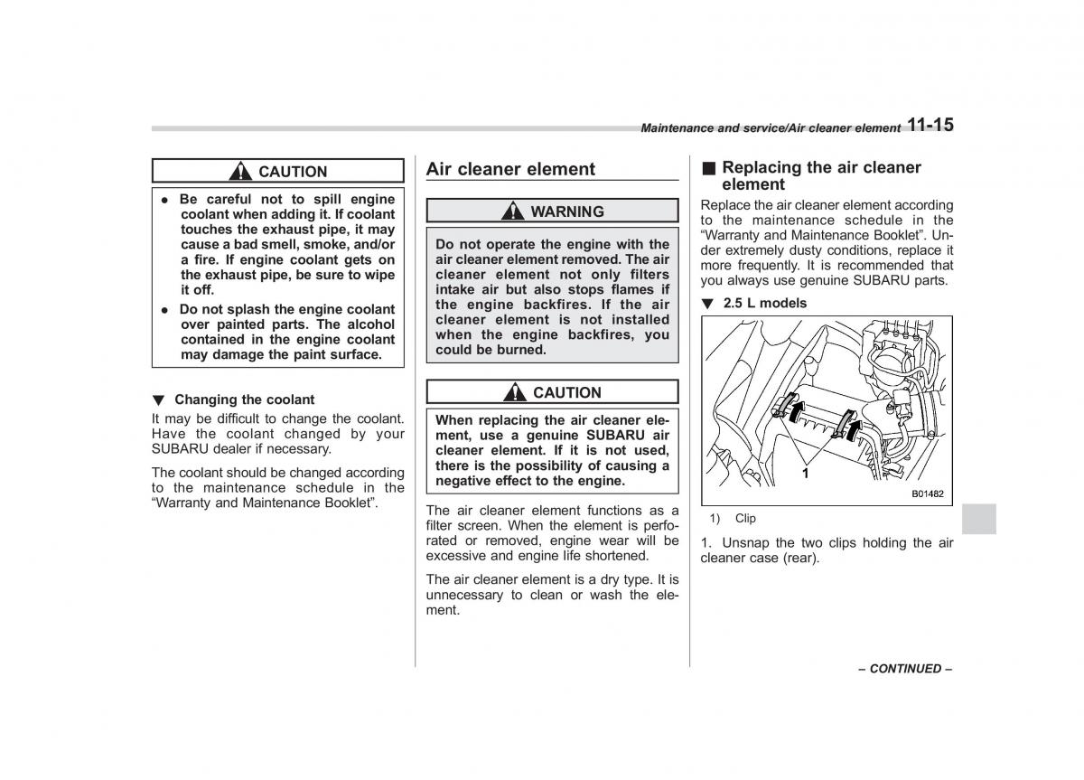 Subaru Outback Legacy V 5 owners manual / page 496