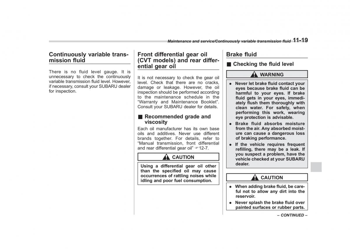 Subaru Outback Legacy V 5 owners manual / page 500