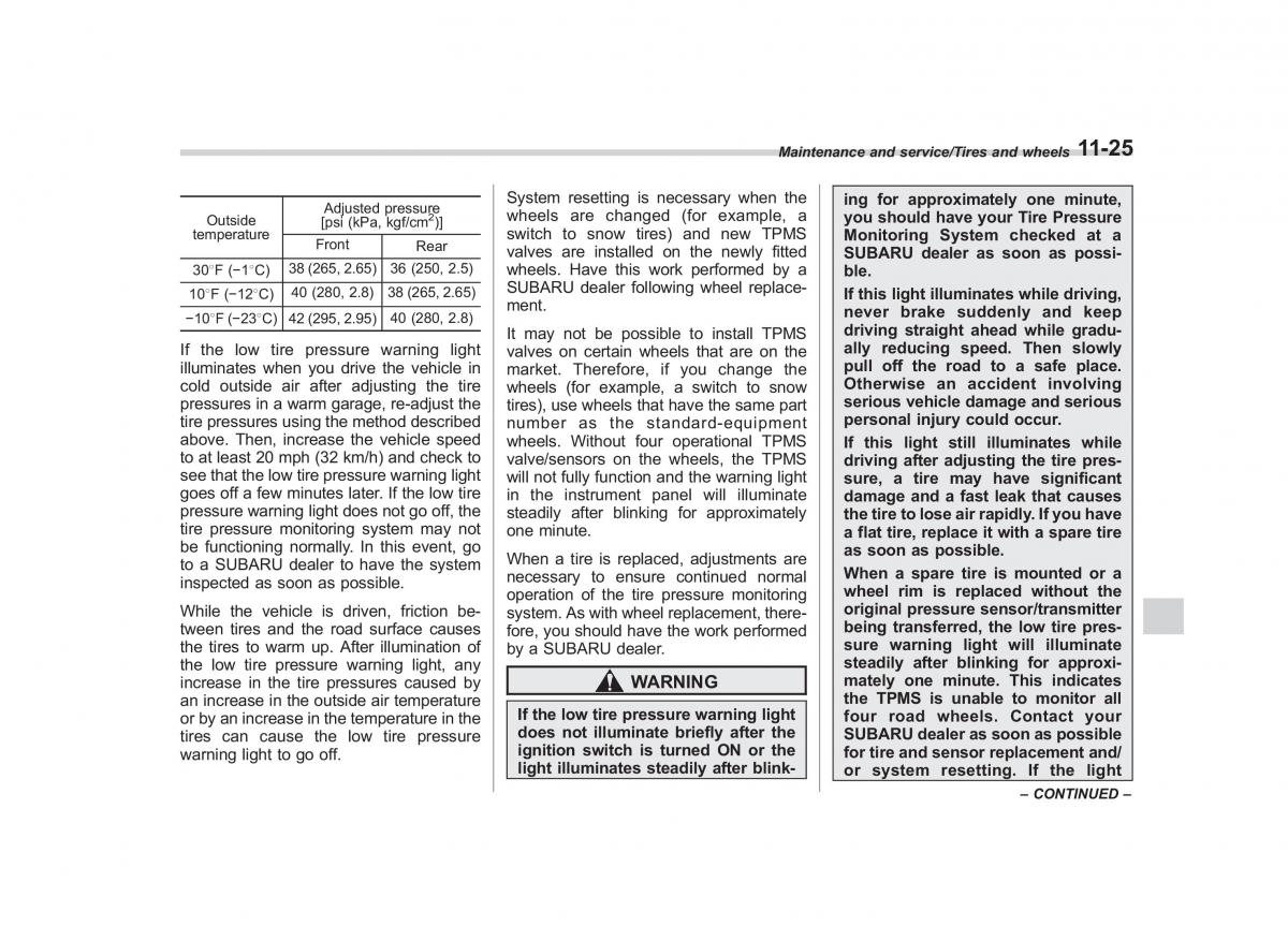 Subaru Outback Legacy V 5 owners manual / page 506