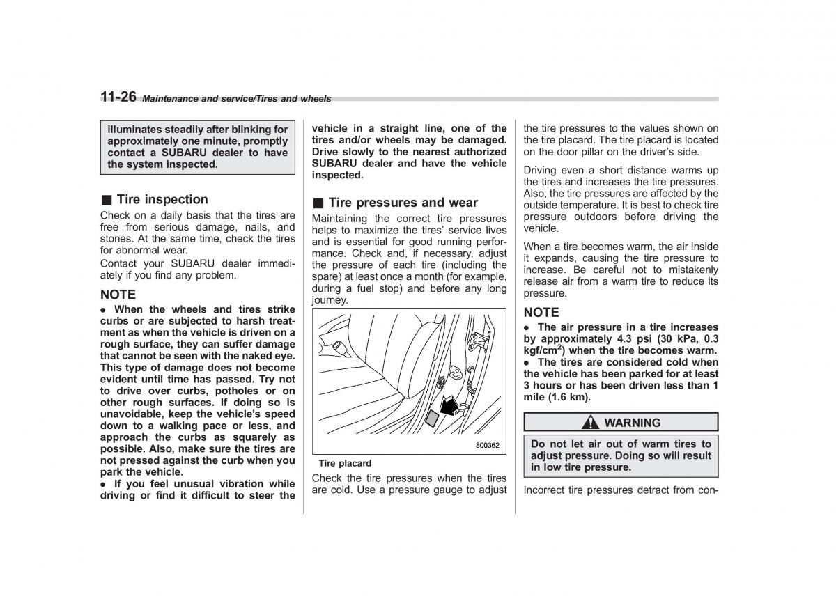 Subaru Outback Legacy V 5 owners manual / page 507