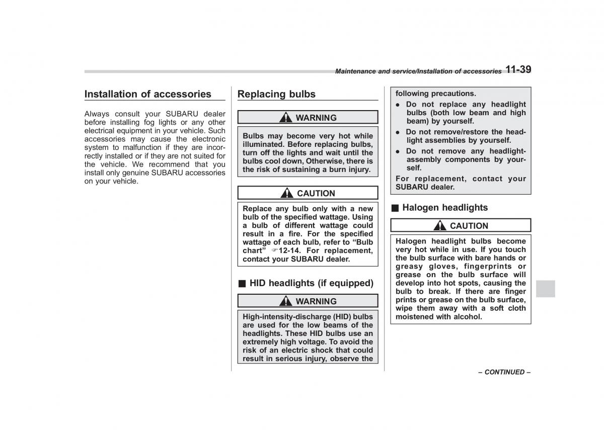 Subaru Outback Legacy V 5 owners manual / page 520