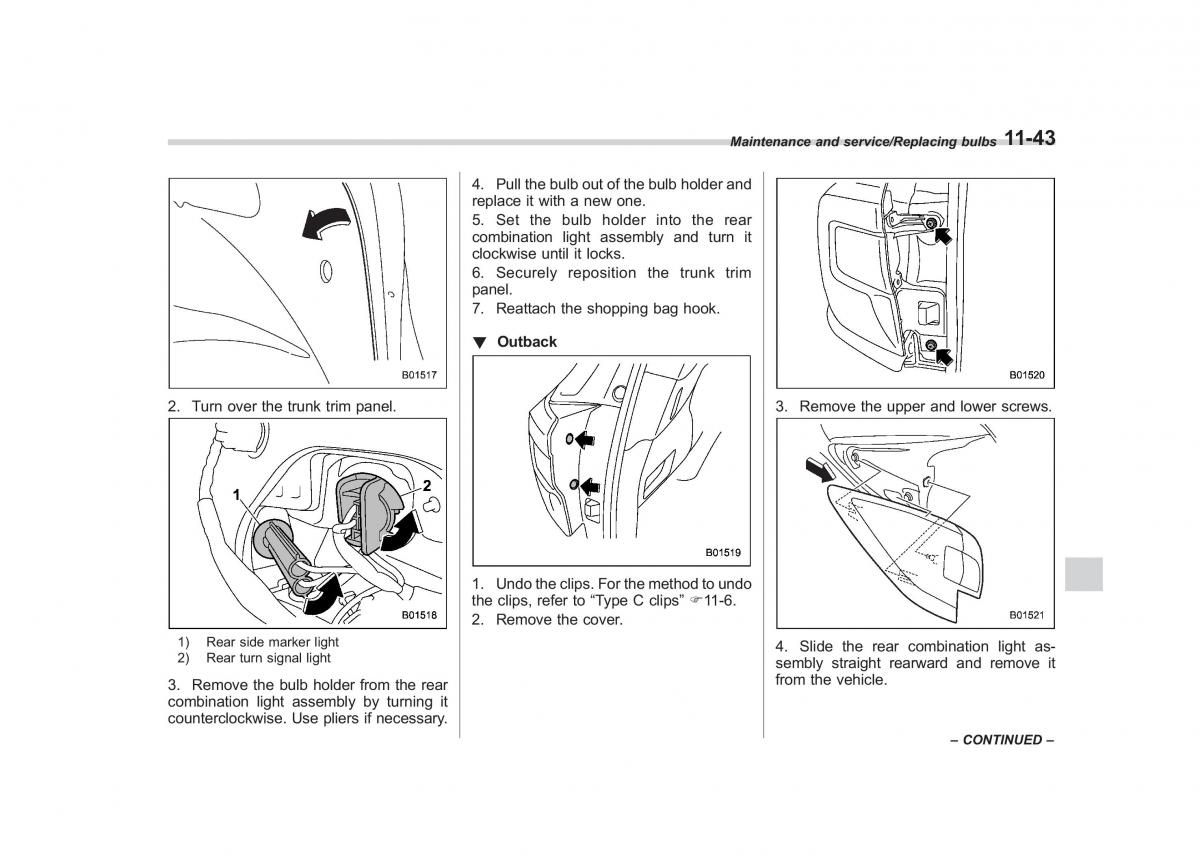 Subaru Outback Legacy V 5 owners manual / page 524