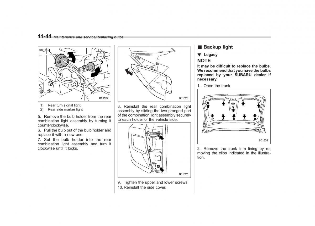 Subaru Outback Legacy V 5 owners manual / page 525