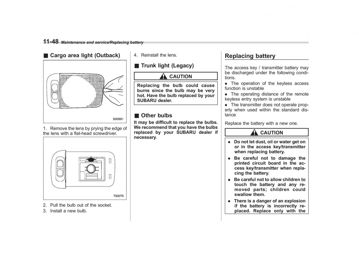 Subaru Outback Legacy V 5 owners manual / page 529