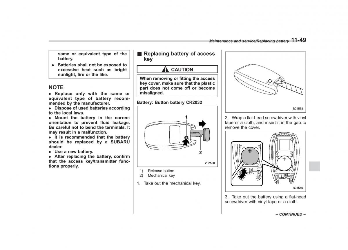 Subaru Outback Legacy V 5 owners manual / page 530