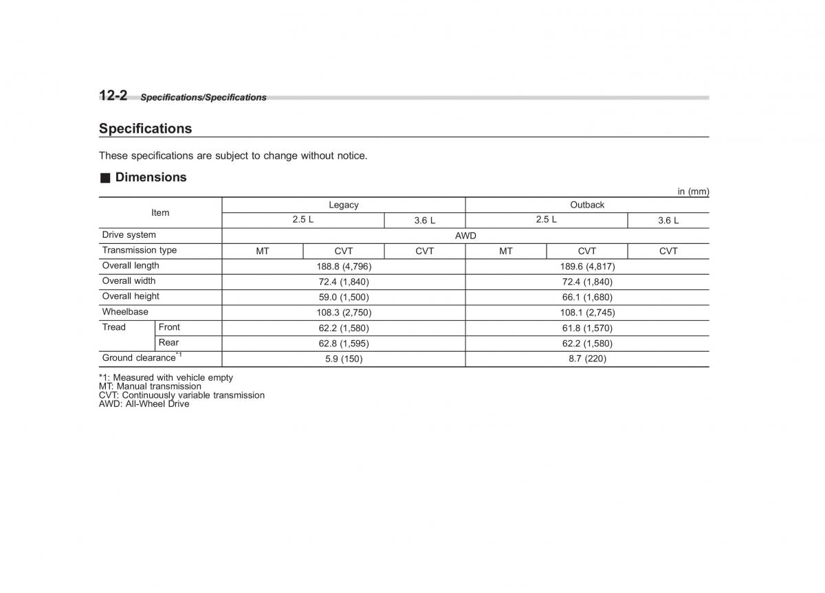 Subaru Outback Legacy V 5 owners manual / page 535