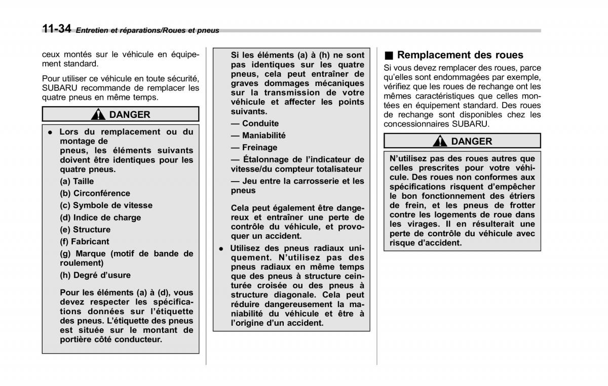 Subaru Outback Legacy V 5 manuel du proprietaire / page 559