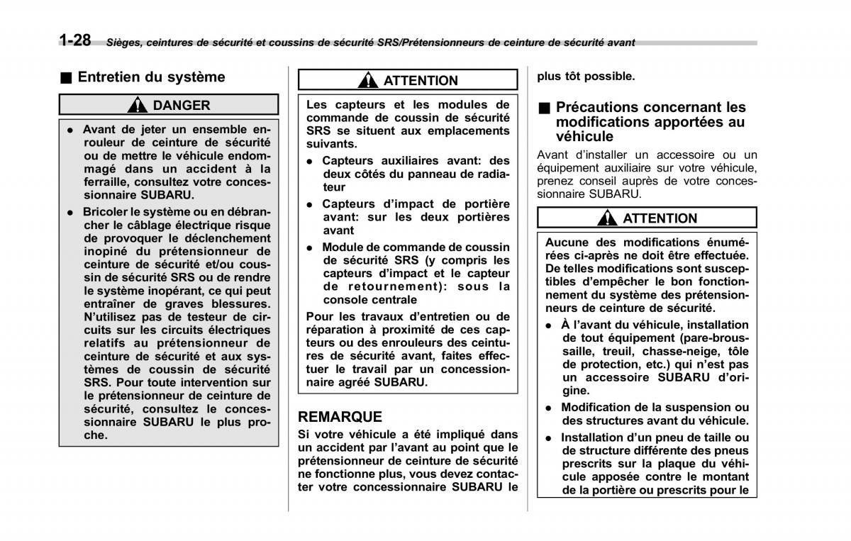 Subaru Outback Legacy V 5 manuel du proprietaire / page 59